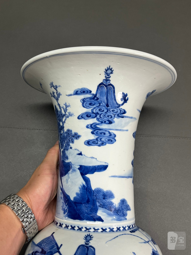 清康熙  青花“穆桂英挂帅”凤尾尊（一对） - 图15